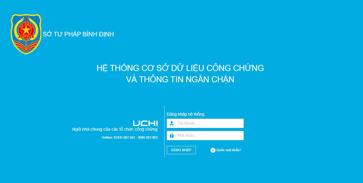 Hệ thống cơ sỡ dữ liệu công chứng, chứng thực tỉnh Bình Định